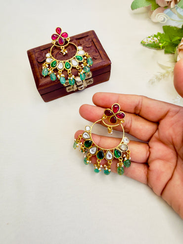 Multicolor Jadau Chand bali Earrings