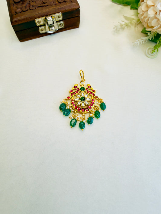 Short Peacock Jadau Mang Tika