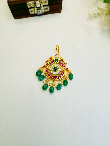 Short Peacock Jadau Mang Tika