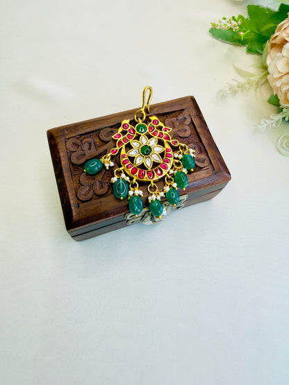 Short Peacock Jadau Mang Tika