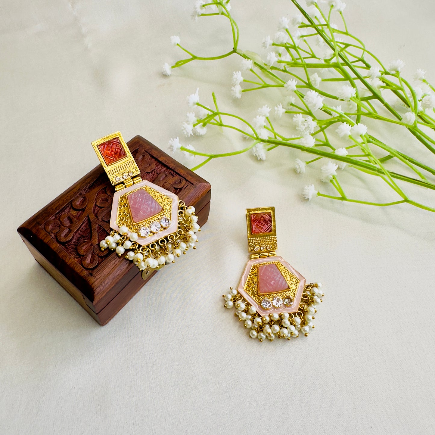 Golden tone Colorful Earrings