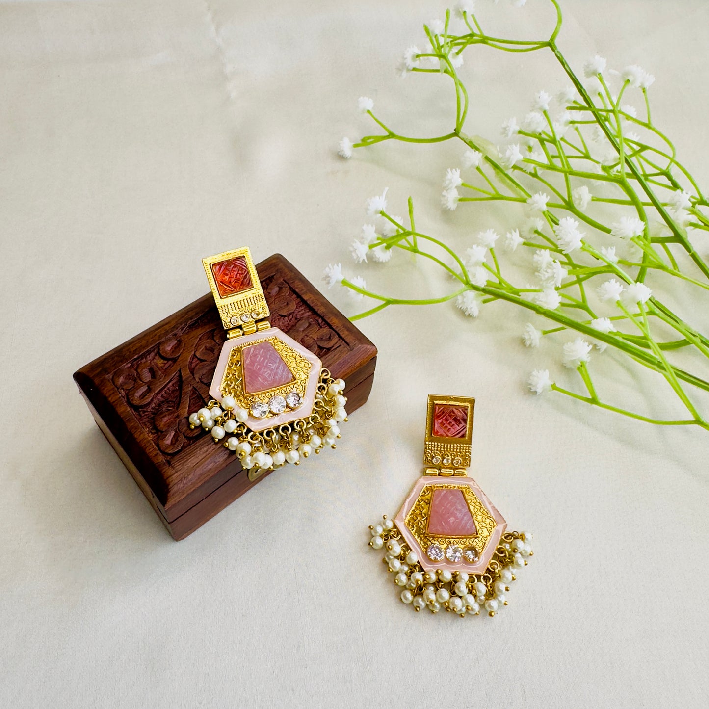 Golden tone Colorful Earrings