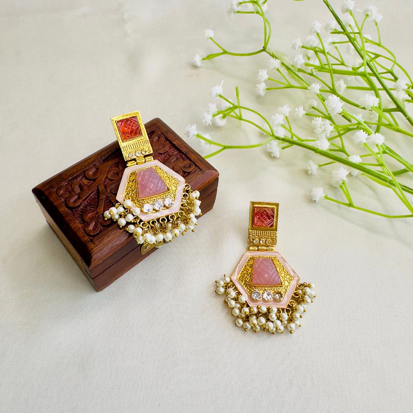 Golden tone Colorful Earrings