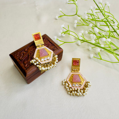 Golden tone Colorful Earrings