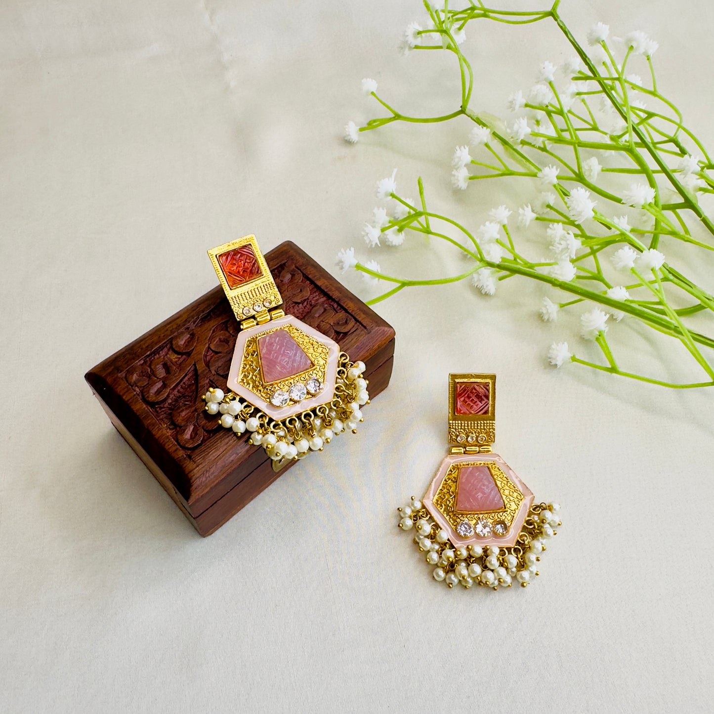 Golden tone Colorful Earrings