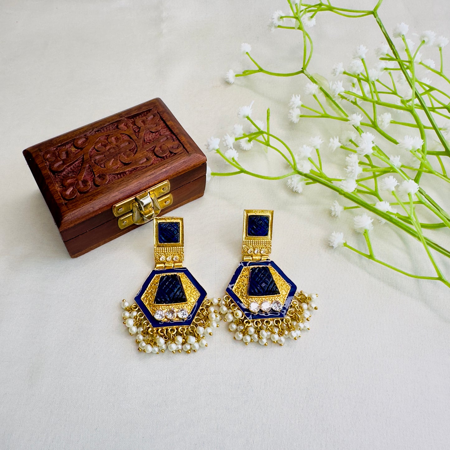 Golden tone Colorful Earrings
