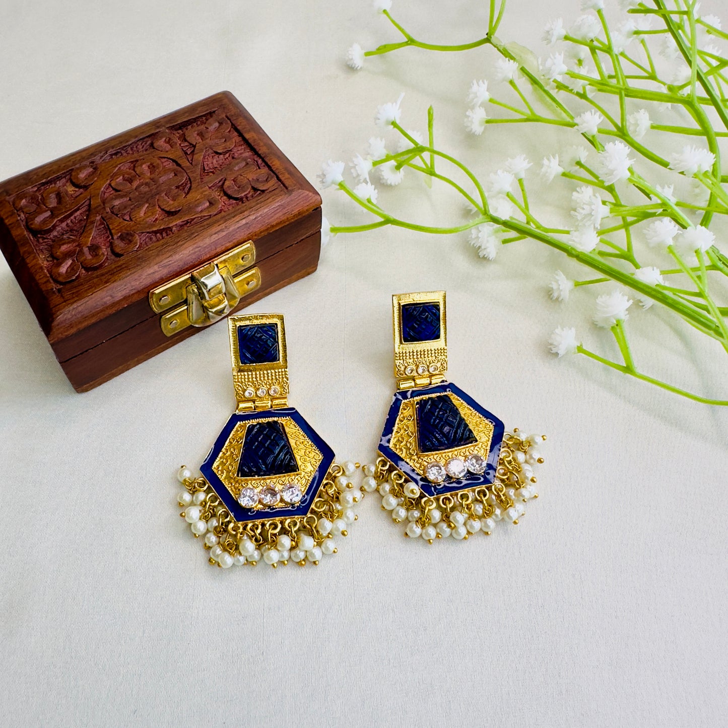 Golden tone Colorful Earrings