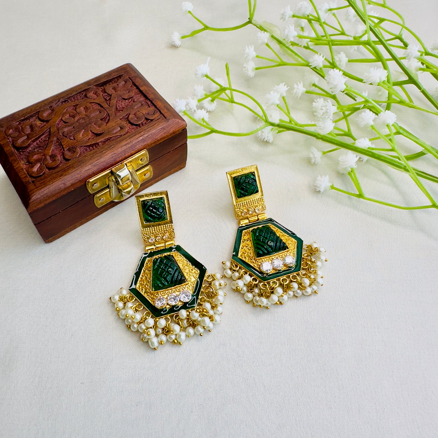 Golden tone Colorful Earrings