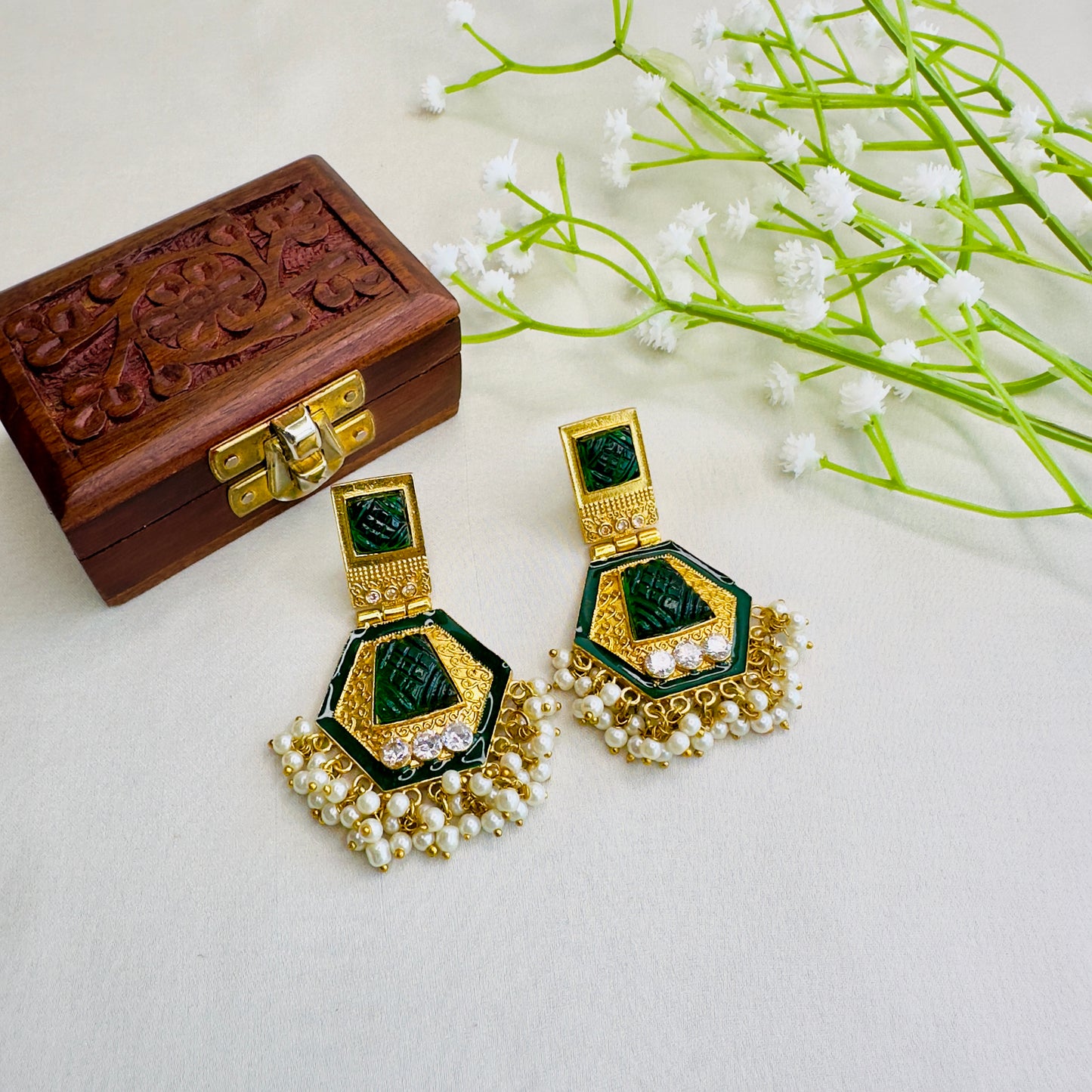 Golden tone Colorful Earrings