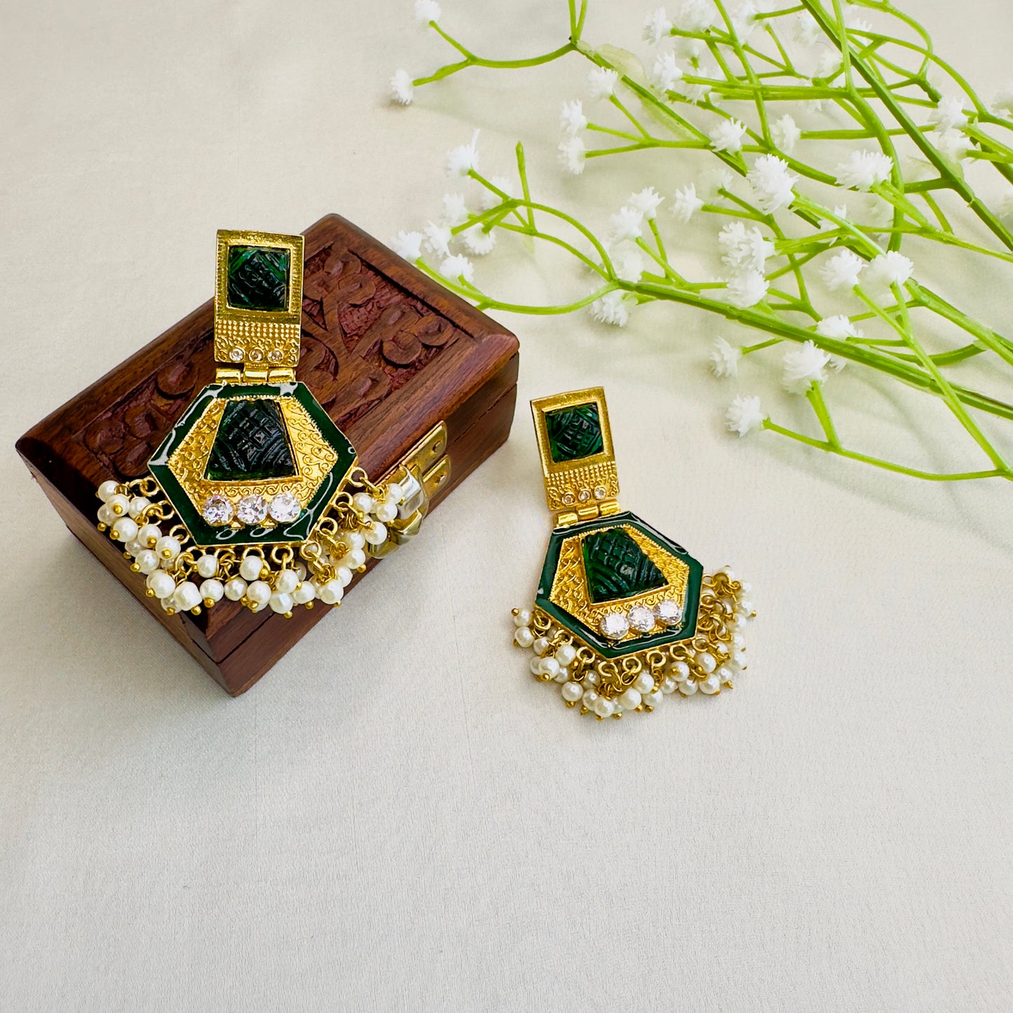 Golden tone Colorful Earrings