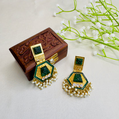 Golden tone Colorful Earrings
