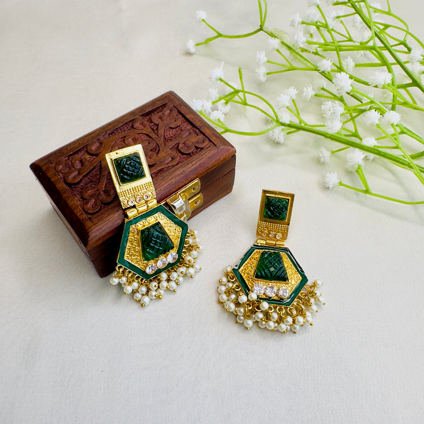 Golden tone Colorful Earrings
