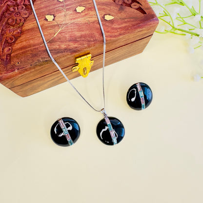 Black Stainless Steel Chain Pendant Set