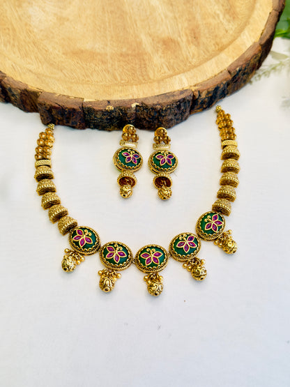 Beautiful Sleek Gold look alike Necklace set