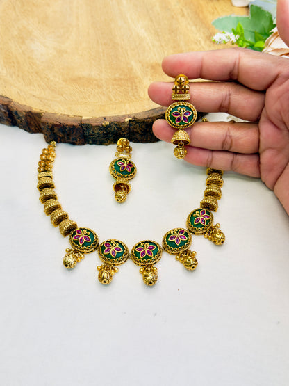 Beautiful Sleek Gold look alike Necklace set