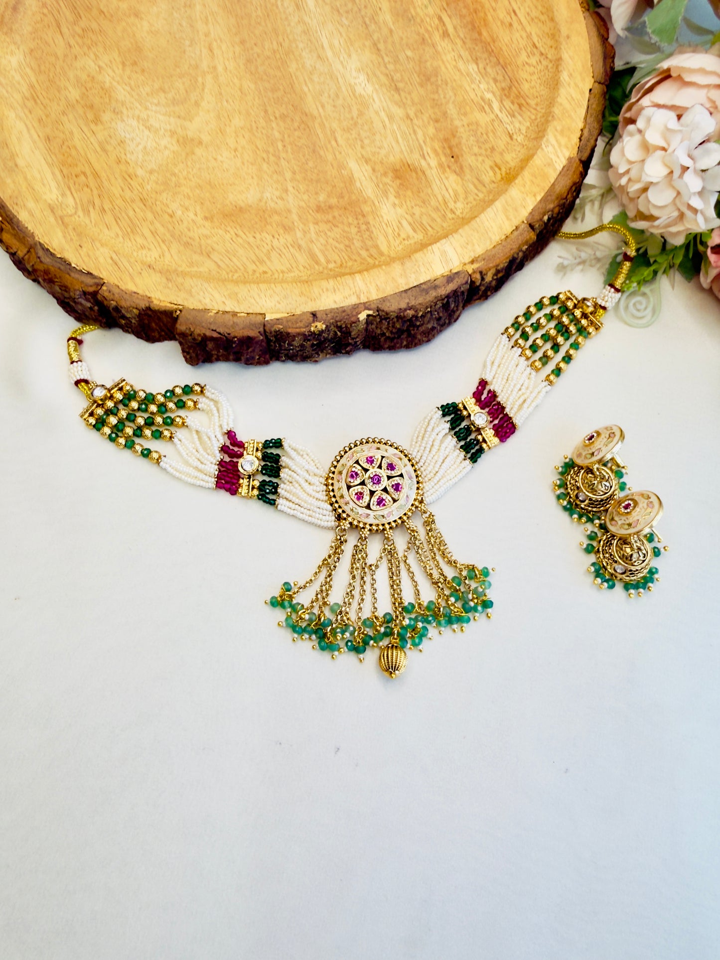 Multicolor Meenakari Choker Set