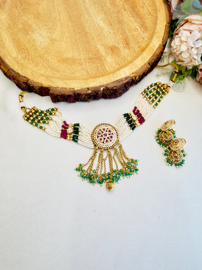 Multicolor Meenakari Choker Set
