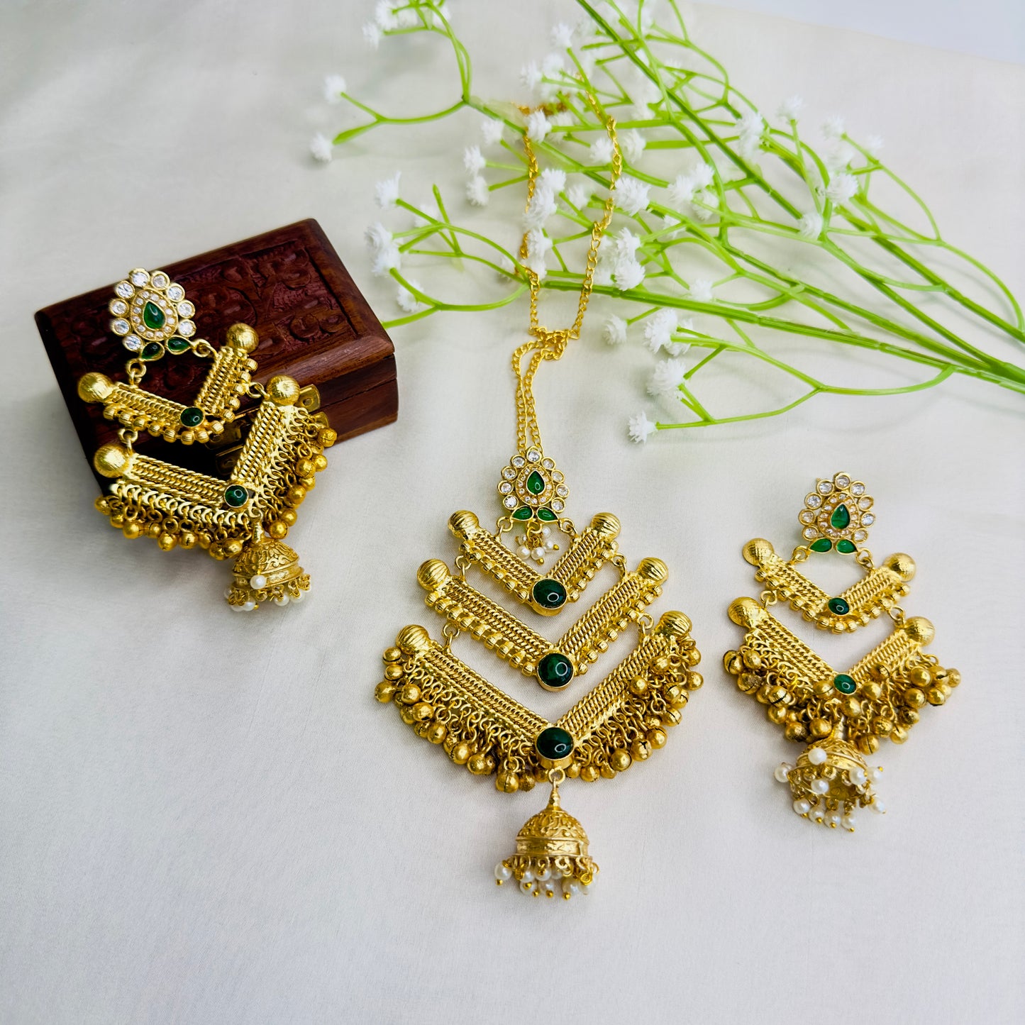 Golden polish Chain Pendant Earrings