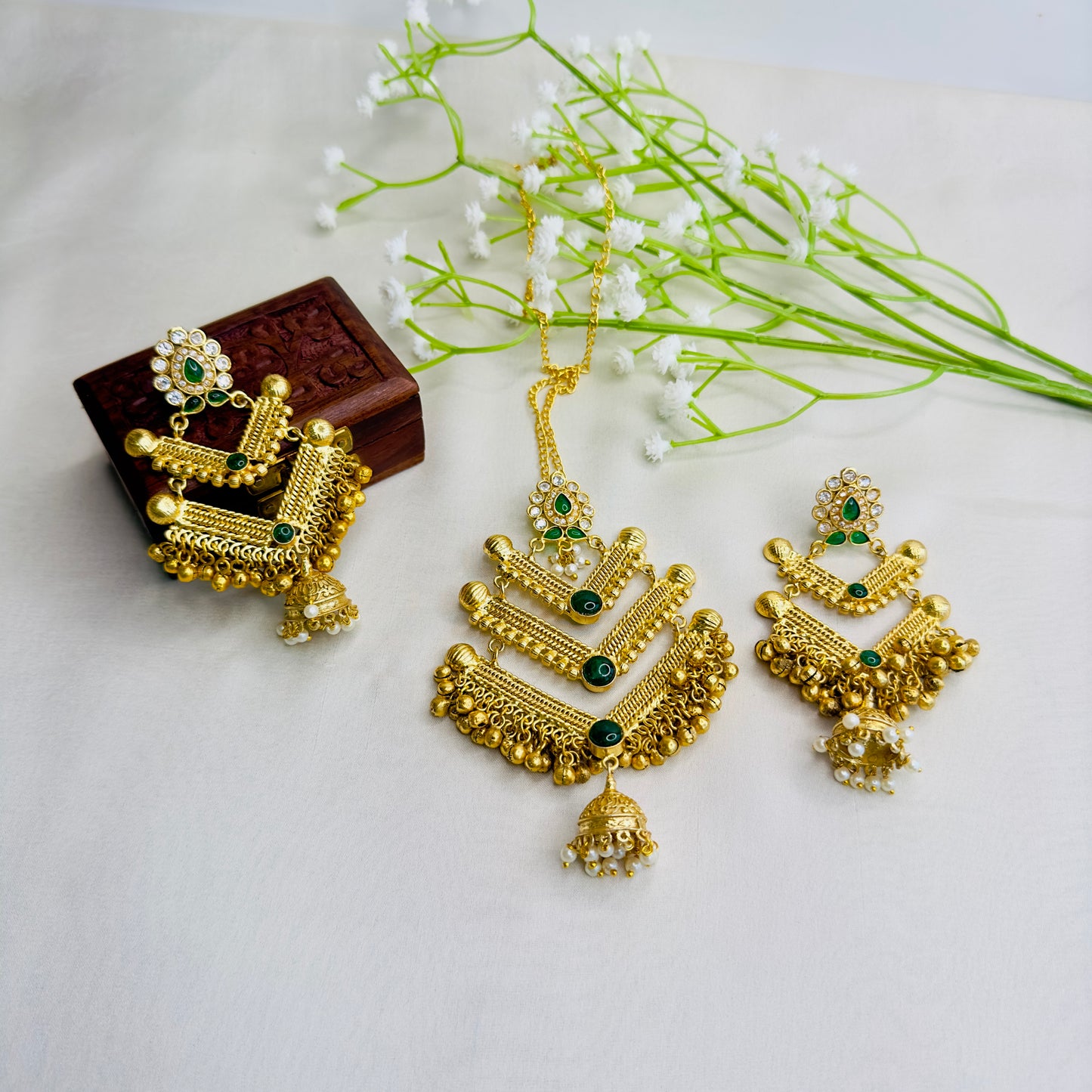 Golden polish Chain Pendant Earrings