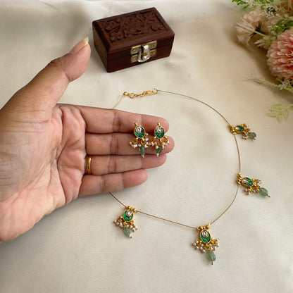 Pachi Kundan Sleek Necklace Set