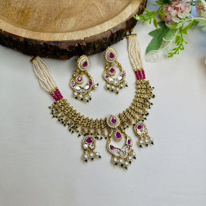 Chandbali Polki Rajwadi Necklace Set
