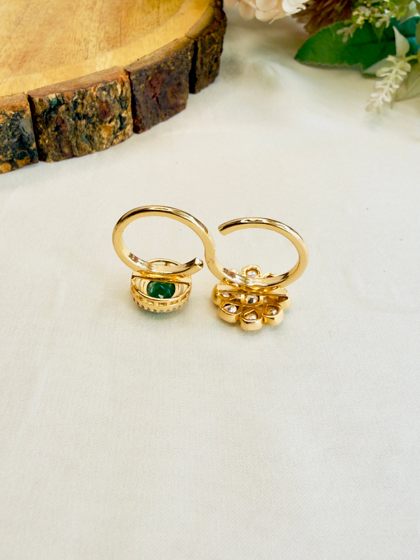 Doublet Moissanite Double Finger Ring