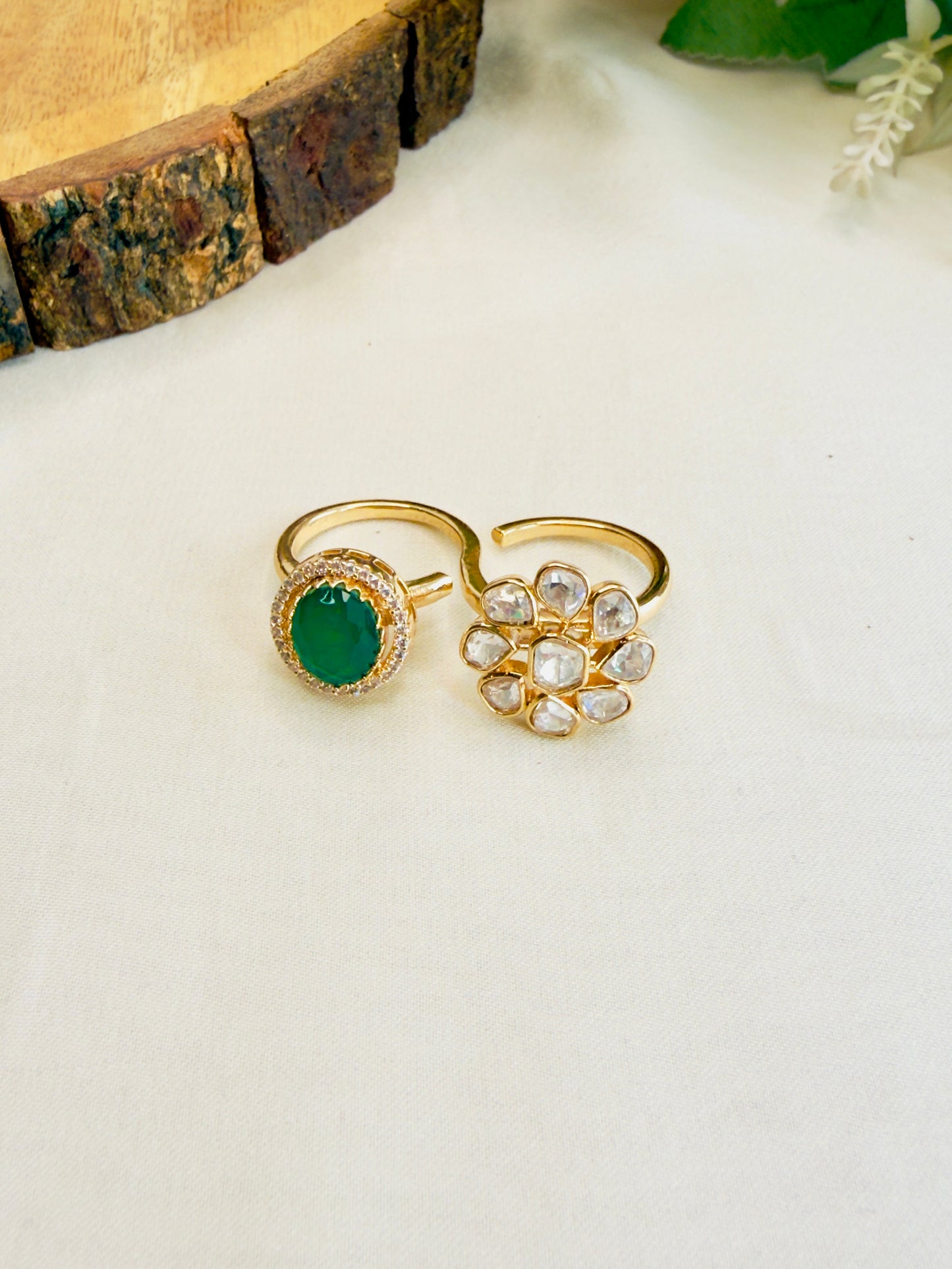 Doublet Moissanite Double Finger Ring