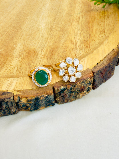 Doublet Moissanite Double Finger Ring