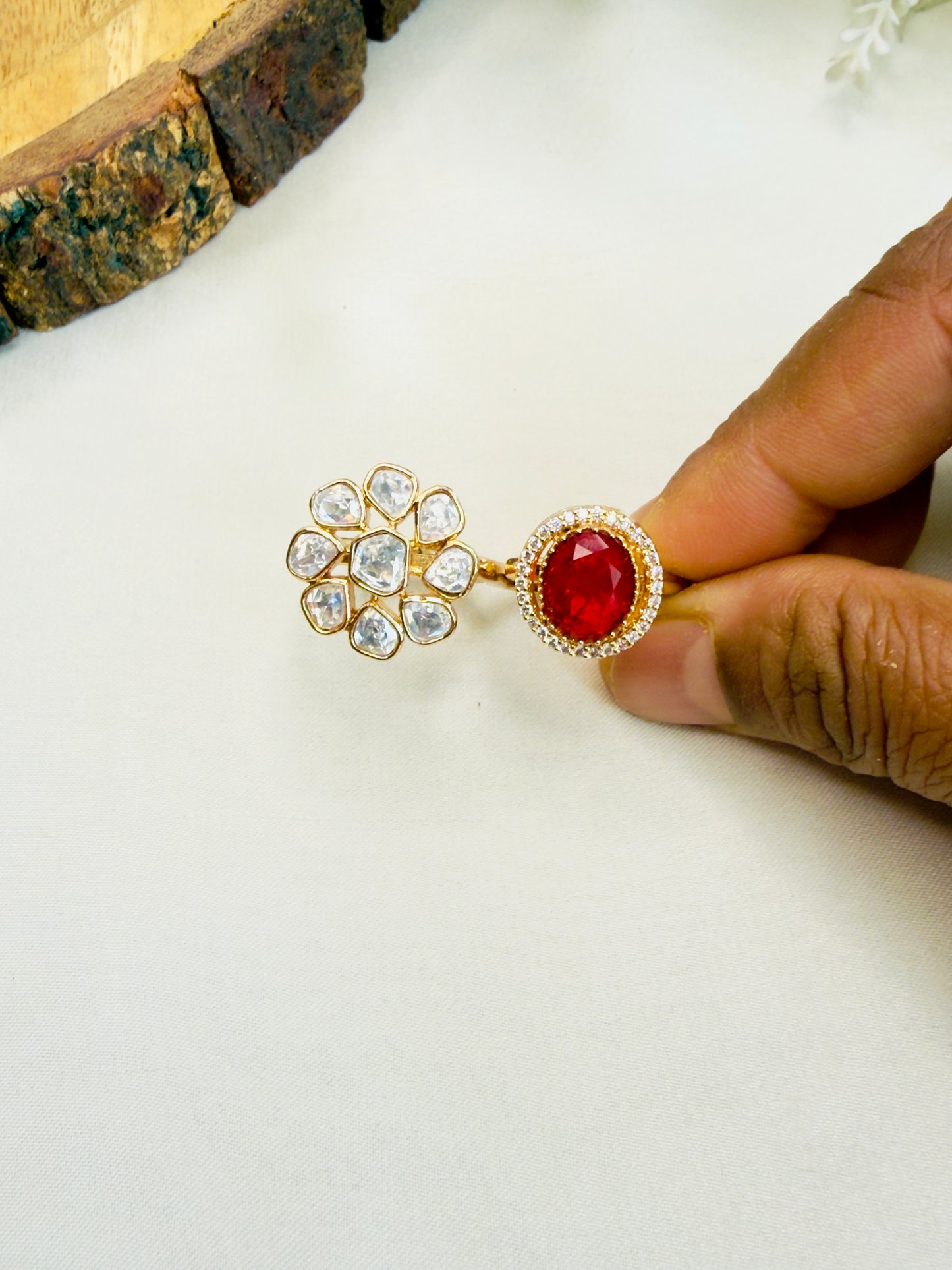 Doublet Moissanite Double Finger Ring