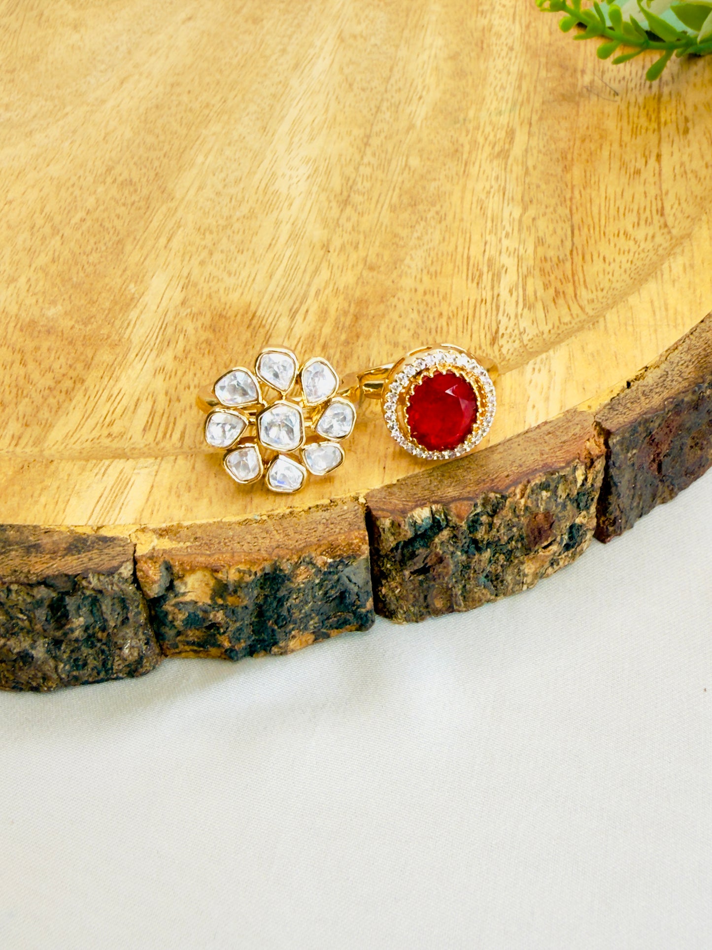 Doublet Moissanite Double Finger Ring