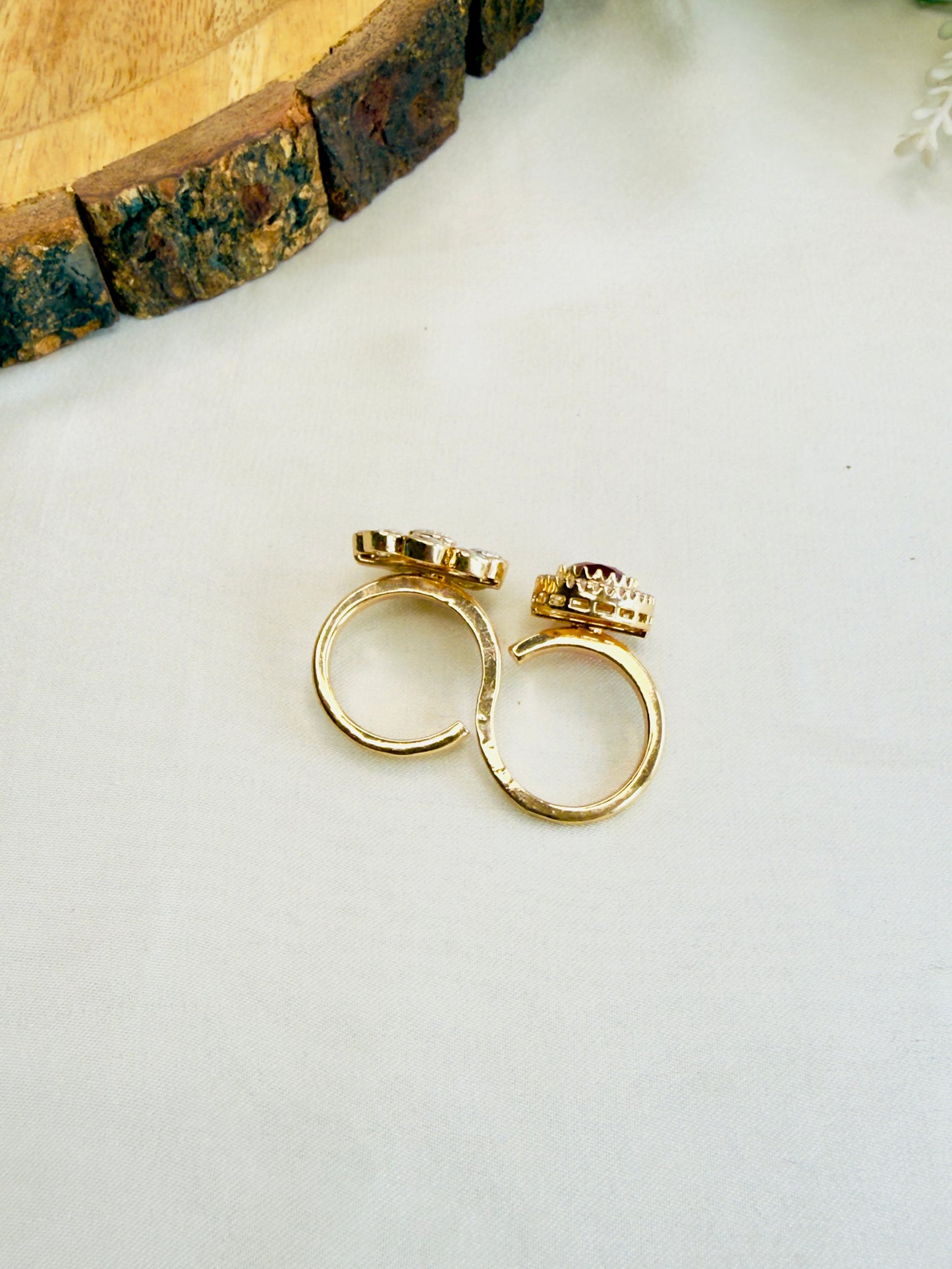 Doublet Moissanite Double Finger Ring