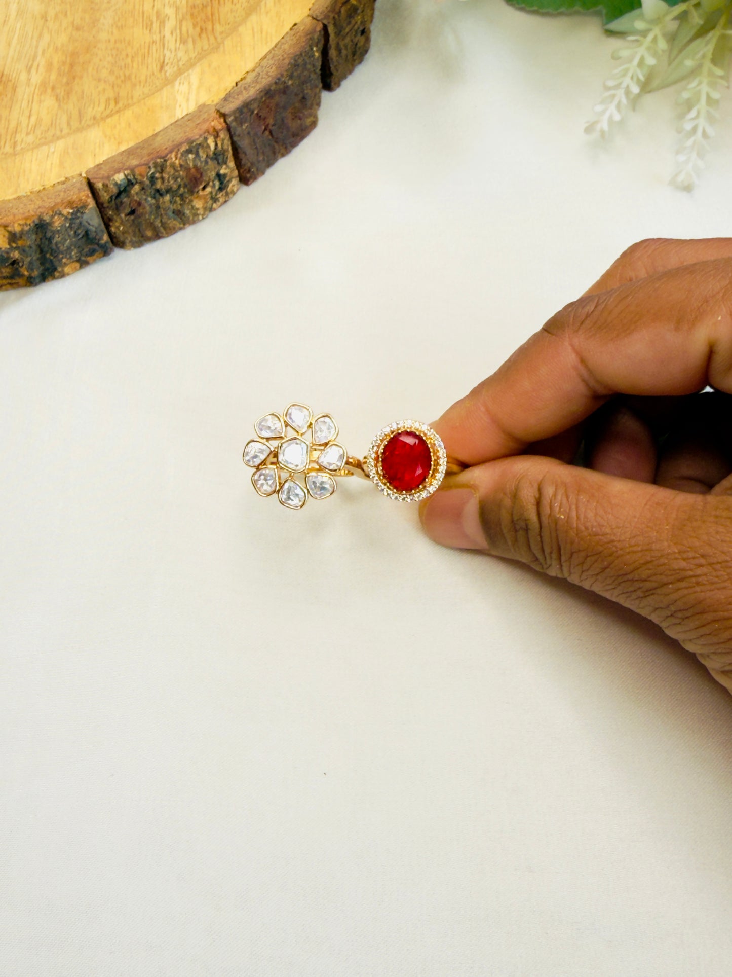 Doublet Moissanite Double Finger Ring