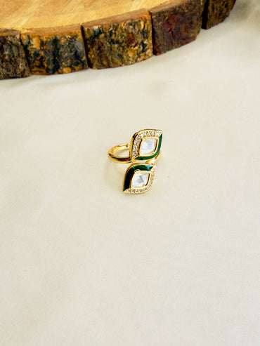 Moissanite Meenakari Adjustable Ring