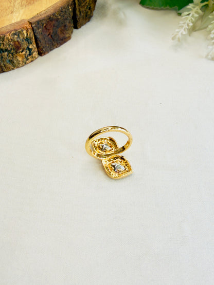 Moissanite Meenakari Adjustable Ring