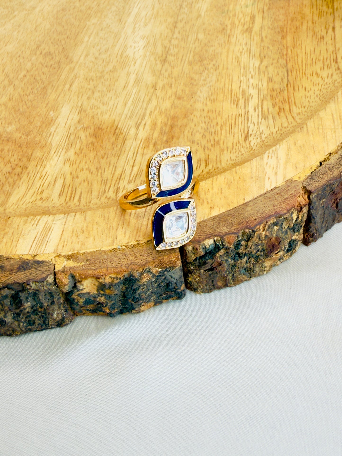 Moissanite Meenakari Adjustable Ring