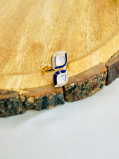 Moissanite Meenakari Adjustable Ring