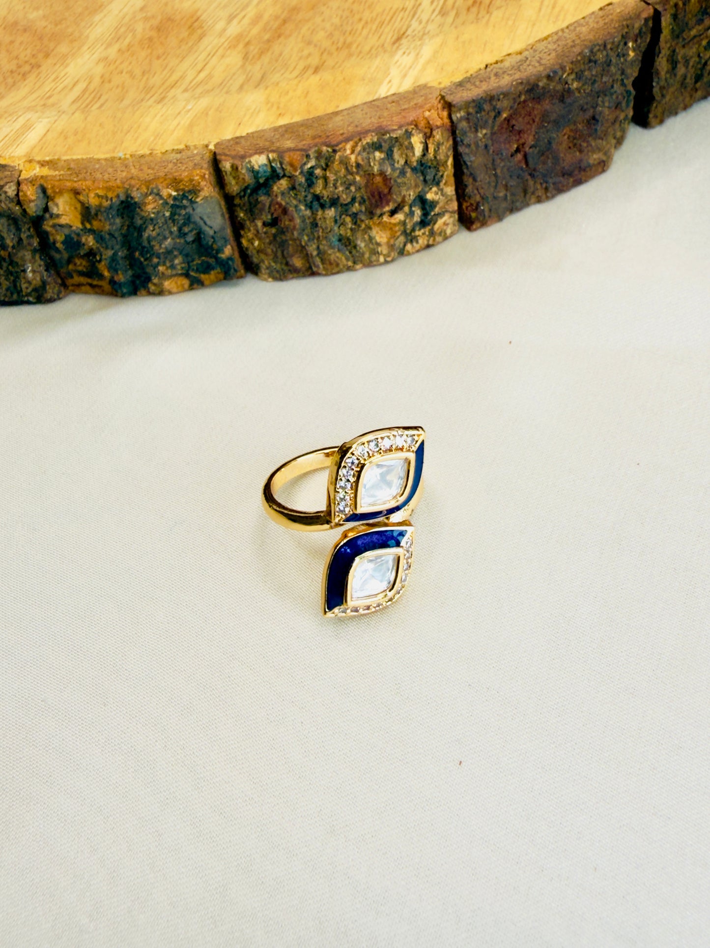 Moissanite Meenakari Adjustable Ring