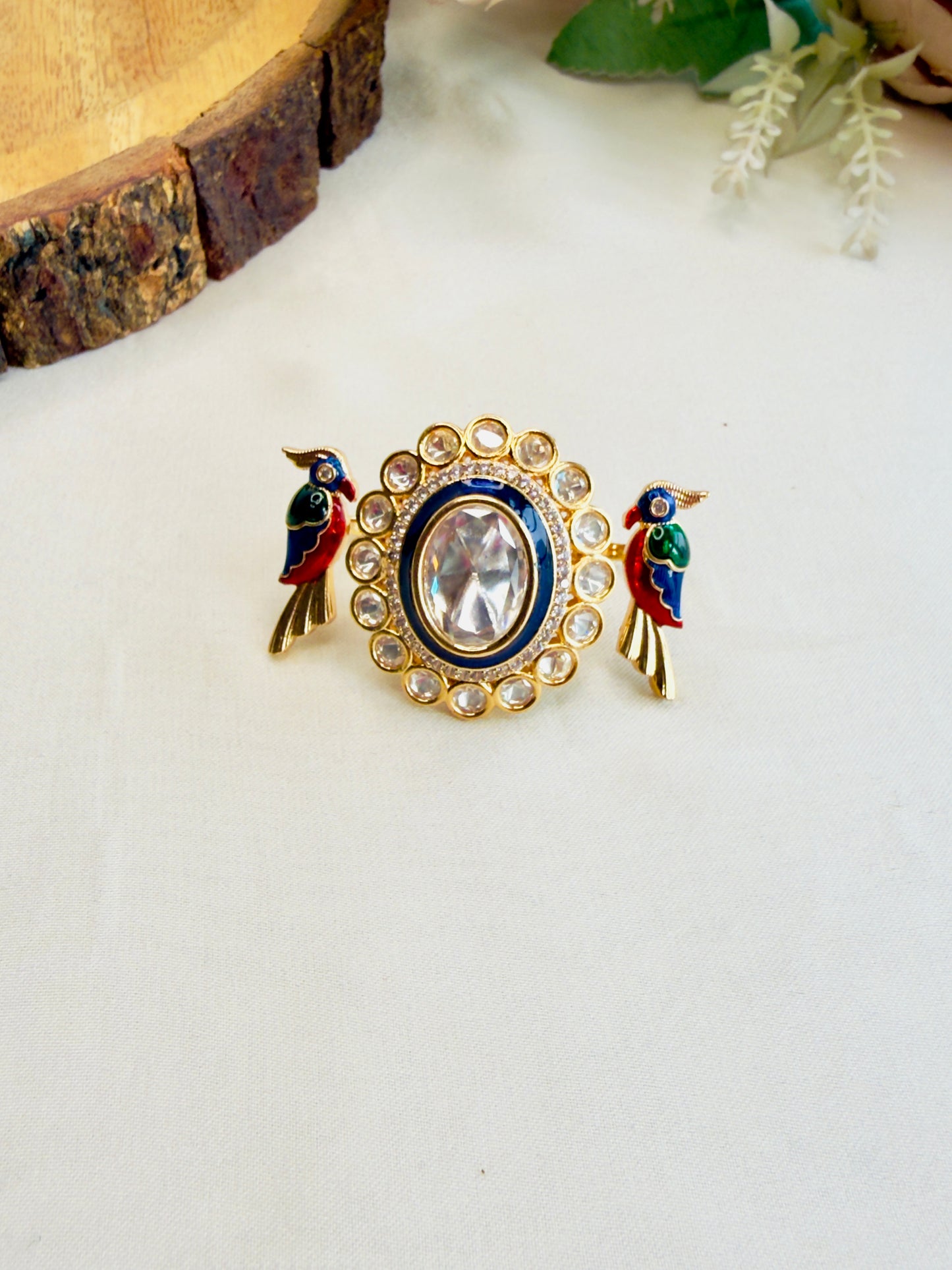 Bird Motif Meenakari Ring