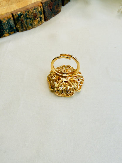 Ruby Moissanite AD Flower Ring