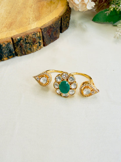 Doublet Moissanite double finger ring