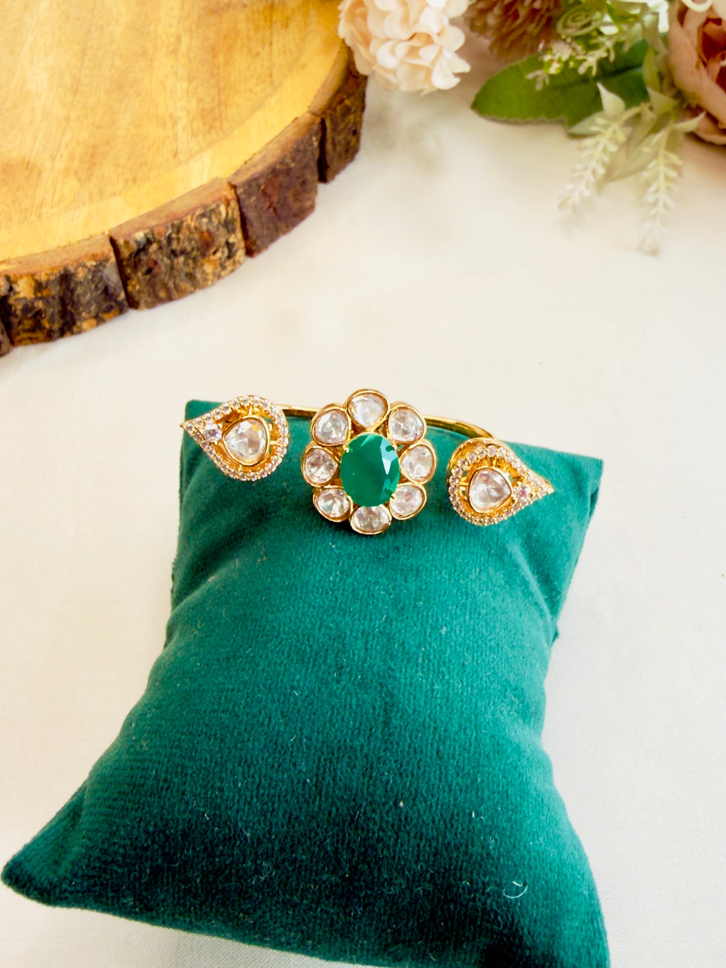 Doublet Moissanite double finger ring