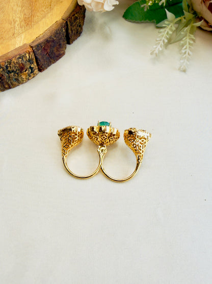 Doublet Moissanite double finger ring