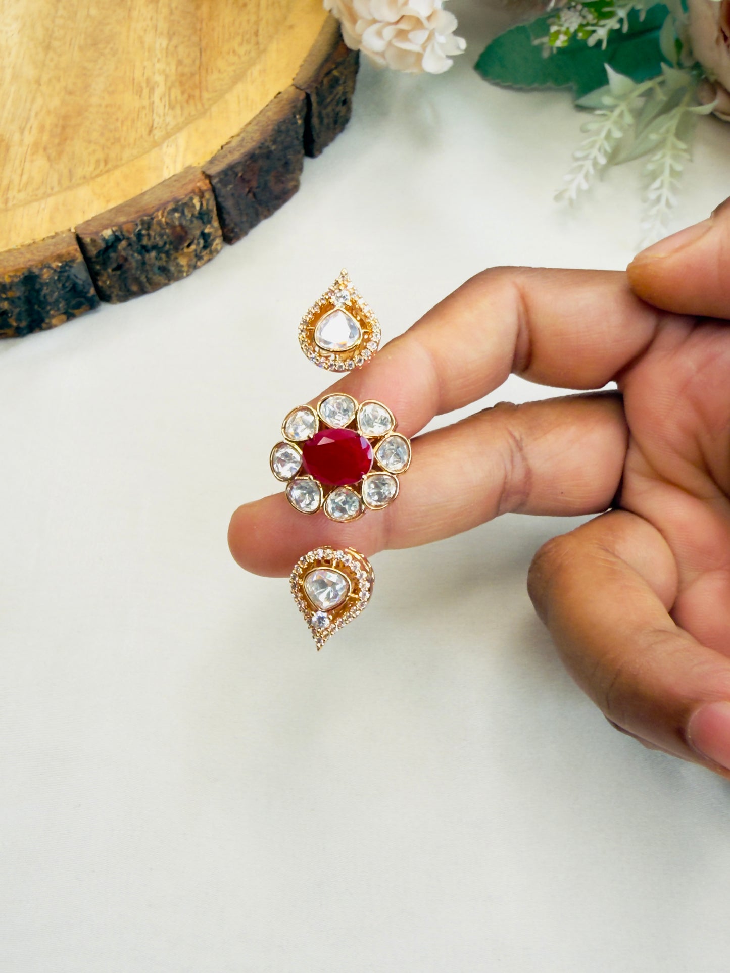 Doublet Moissanite double finger ring