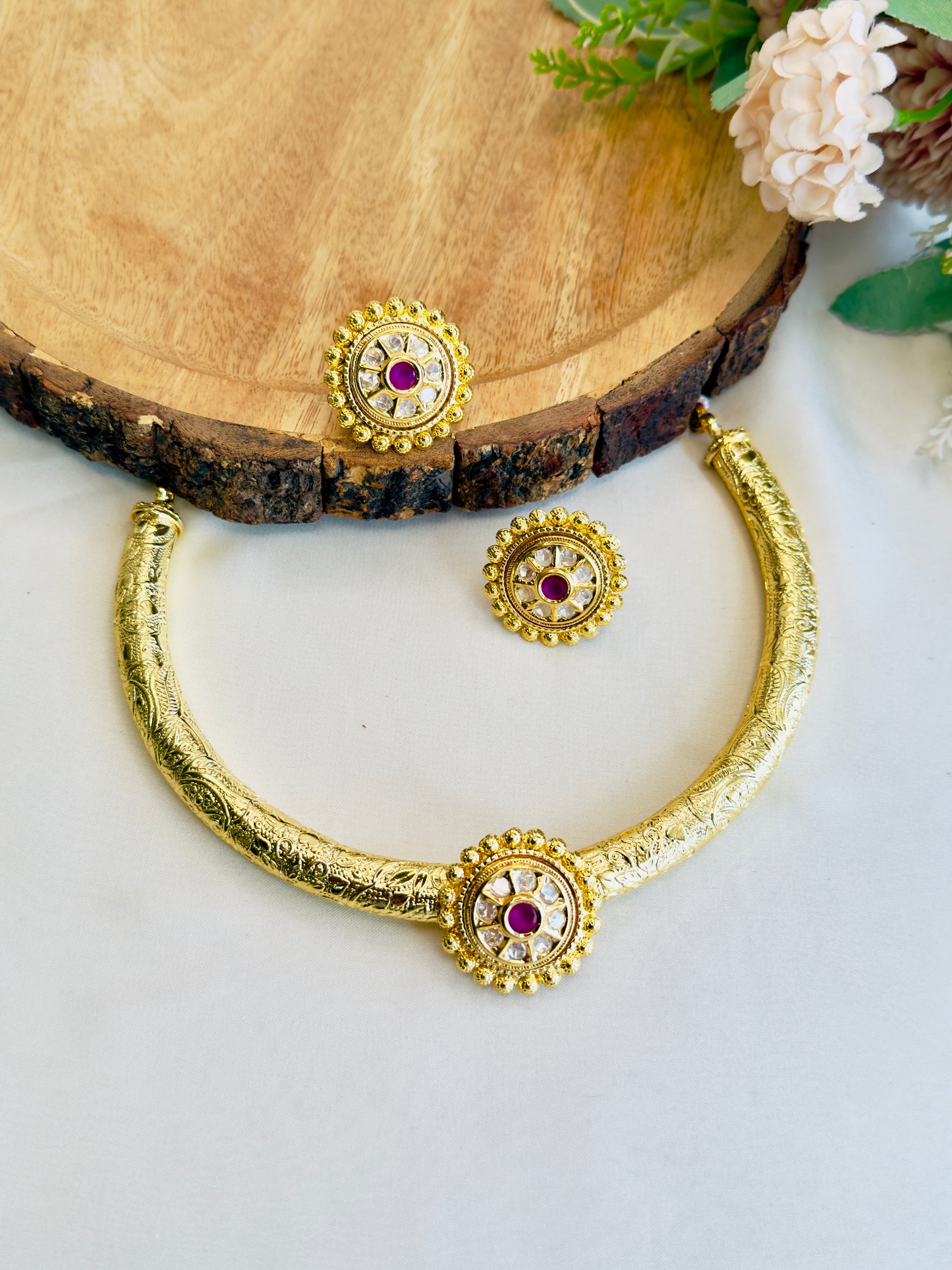 Golden Polki Hasli Set