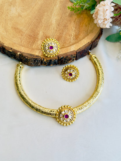 Golden Polki Hasli Set