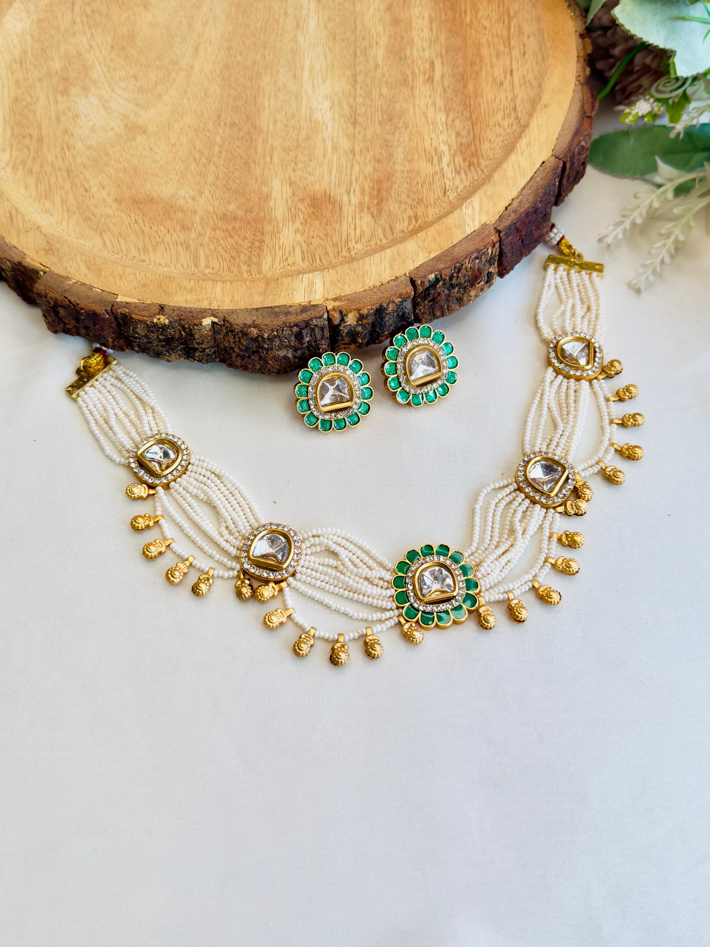 Five Polki Choker Necklace set