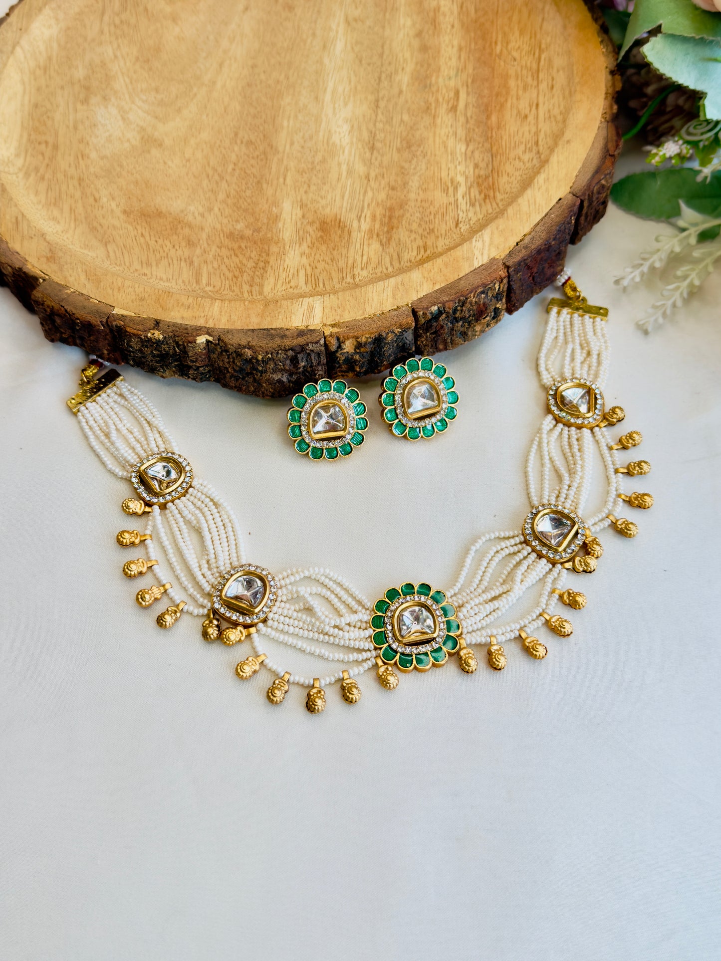 Five Polki Choker Necklace set
