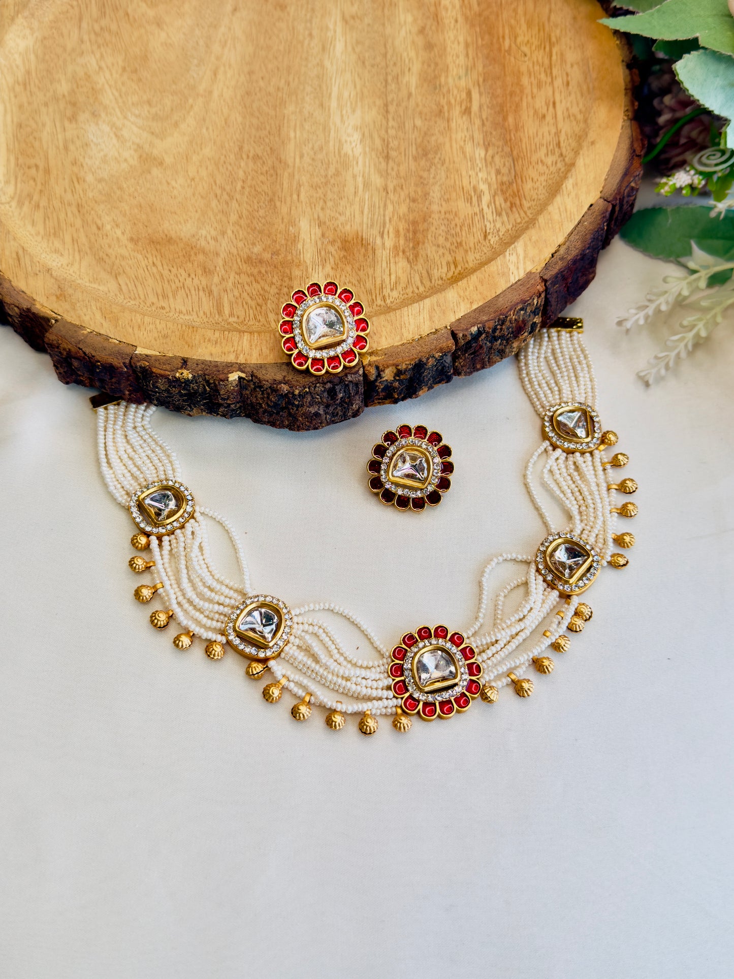 Five Polki Choker Necklace set