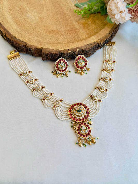 Rajwadi Ruby White Necklace