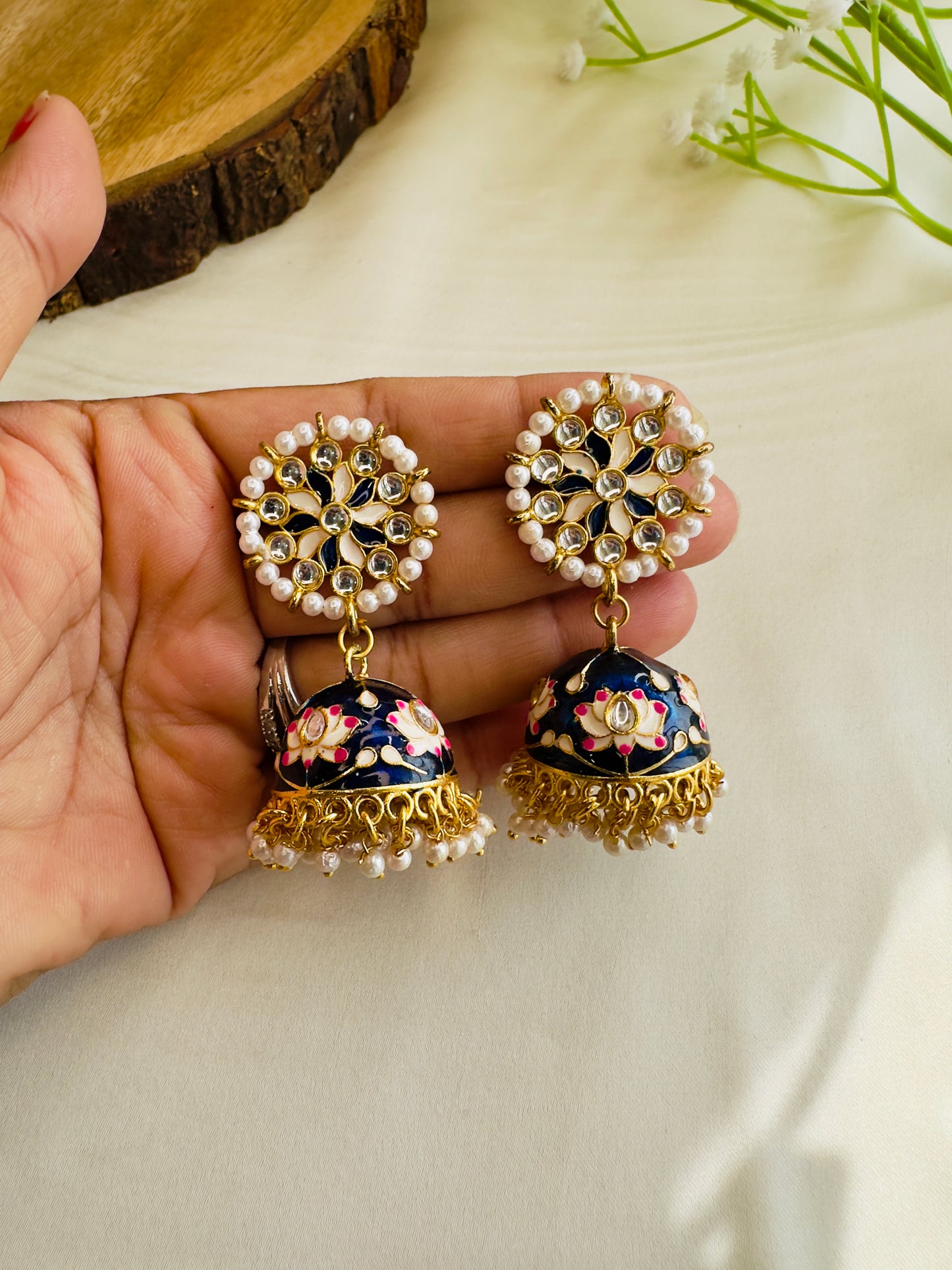 Meenakari Jhumki Earrings